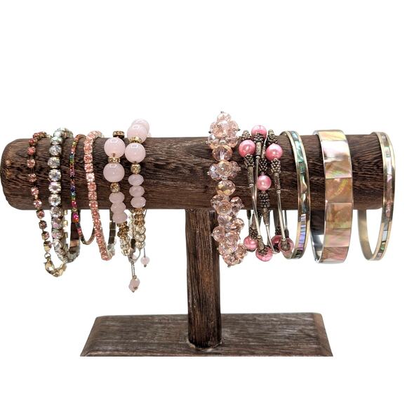 Lot of Ten Pink Theme Bracelets - Picture 1 of 5